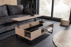 Riess-Ambiente Industrial Loft|Couchtische & Truhen > Höhenverstellbarer Couchtisch APARTMENT 110cm taupe greige schwarz Metall Stauraum