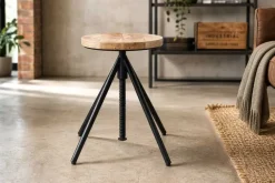 Riess-Ambiente Sitzhocker|Industrial Loft > Höhenverstellbarer Hocker FACTORY 60cm natur Mangoholz Metall Sitzhocker