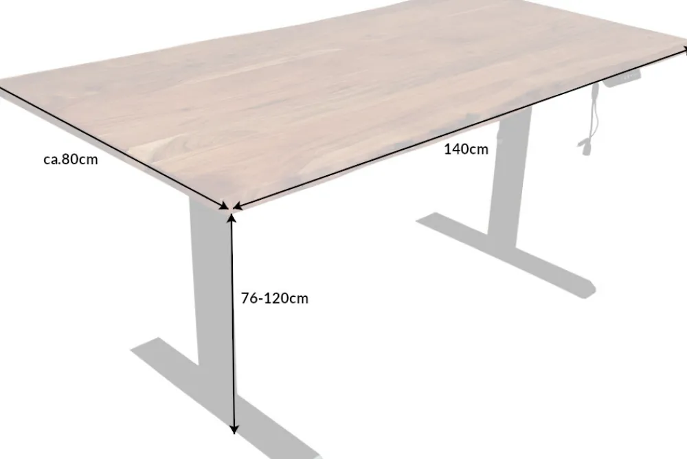 Riess-Ambiente Mehr...|Mehr... > Höhenverstellbarer Schreibtisch MAMMUT 140cm natur Akazie Massivholz Baumkante