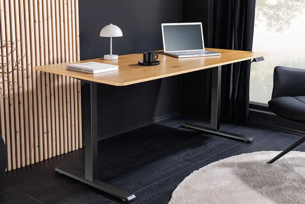 Riess-Ambiente Bürotische|Industrial Loft > Höhenverstellbarer Schreibtisch OAK DESK 140cm natur Eiche-Design schwarzes Metallgestell