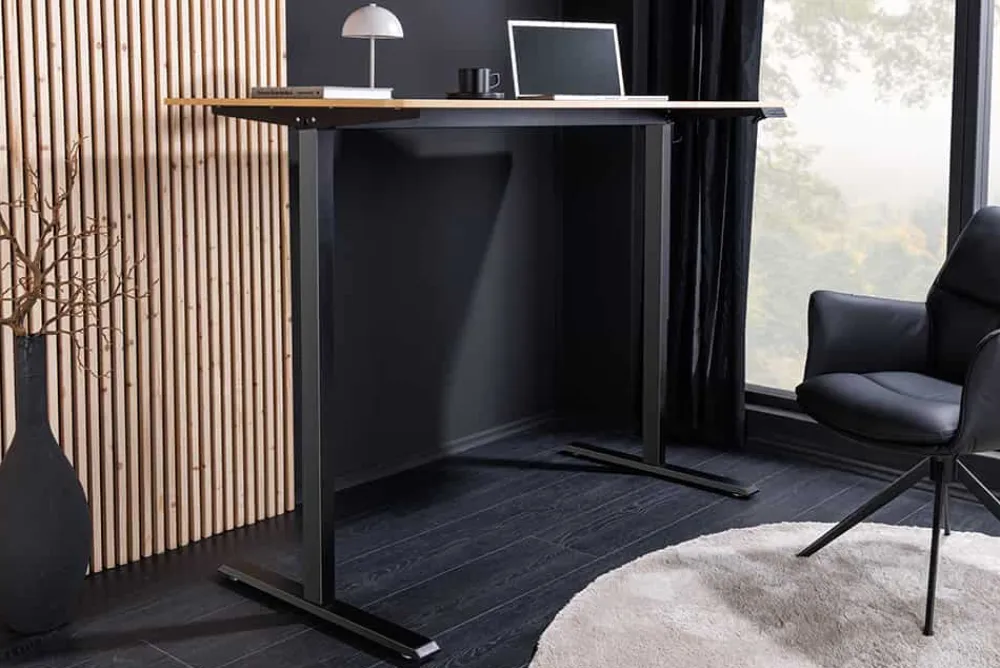 Riess-Ambiente Bürotische|Industrial Loft > Höhenverstellbarer Schreibtisch OAK DESK 140cm natur Eiche-Design schwarzes Metallgestell