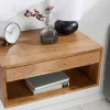 Riess-Ambiente Nachttische > Hängender Nachttisch PURE 50cm braun Akazie Massivholz honey finish Schublade