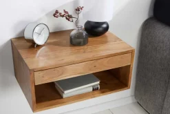 Riess-Ambiente Nachttische > Hängender Nachttisch PURE 50cm braun Akazie Massivholz honey finish Schublade