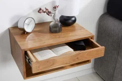 Riess-Ambiente Nachttische > Hängender Nachttisch PURE 50cm braun Akazie Massivholz honey finish Schublade