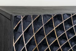 Riess-Ambiente Industrial Loft|Tv- & Lowboards > Hängendes TV-Board ILLUSION 160cm schwarz Mangoholz Massivholz mit 3D Schnitzereien gold