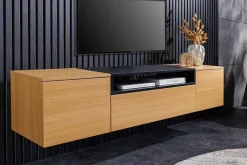 Riess-Ambiente Skandinavisch|Tv- & Lowboards > Hängendes TV-Board LOFT 160cm natur schwarz drei Fächer mit Schublade