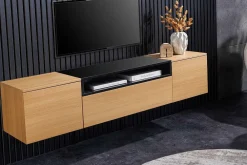 Riess-Ambiente Skandinavisch|Tv- & Lowboards > Hängendes TV-Board LOFT 160cm natur schwarz drei Fächer mit Schublade