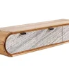 Riess-Ambiente Tv- & Lowboards|Mehr... > Hängendes TV-Board ORGANIC 160cm natur Akazie schwarz weiß Steinfurnier Schubladen