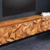 Riess-Ambiente Tv- & Lowboards|Mehr... > Hängendes TV-Lowboard ALPINE 160cm braun Sheesham Massivholz stone finish Metall gold