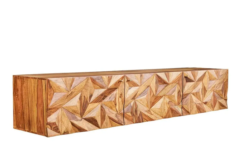 Riess-Ambiente Tv- & Lowboards|Mehr... > Hängendes TV-Lowboard ALPINE 160cm braun Sheesham Massivholz stone finish Metall gold