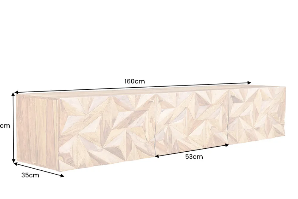 Riess-Ambiente Tv- & Lowboards|Mehr... > Hängendes TV-Lowboard ALPINE 160cm braun Sheesham Massivholz stone finish Metall gold