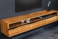 Riess-Ambiente Tv- & Lowboards|Industrial Loft > Hängendes TV-Lowboard MAMMUT 160cm braun Akazie honey finish Massivholz Baumkante