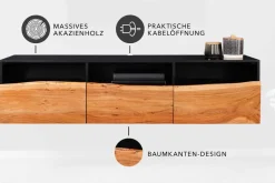 Riess-Ambiente Tv- & Lowboards|Mehr... > Hängendes TV-Lowboard ORGANIC ARTWORK 140cm anthrazit Akazie Massivholz Baumkante