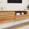 Riess-Ambiente Mehr...|Massivholzschränke > Hängendes TV-Lowboard RELIEF 200cm natur Akazienholz massiv mit aufwändiger Front