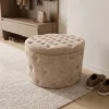 Riess-Ambiente Sitzhocker > Hocker MODERN BAROCK 60cm champagner greige Bouclé mit Stauraum
