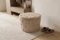 Riess-Ambiente Sitzhocker > Hocker MODERN BAROCK 60cm champagner greige Bouclé mit Stauraum