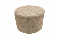 Riess-Ambiente Sitzhocker > Hocker MODERN BAROCK 60cm champagner greige Bouclé mit Stauraum