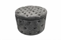 Riess-Ambiente Sitzhocker > Hocker MODERN BAROCK 60cm grau Bouclé mit Stauraum