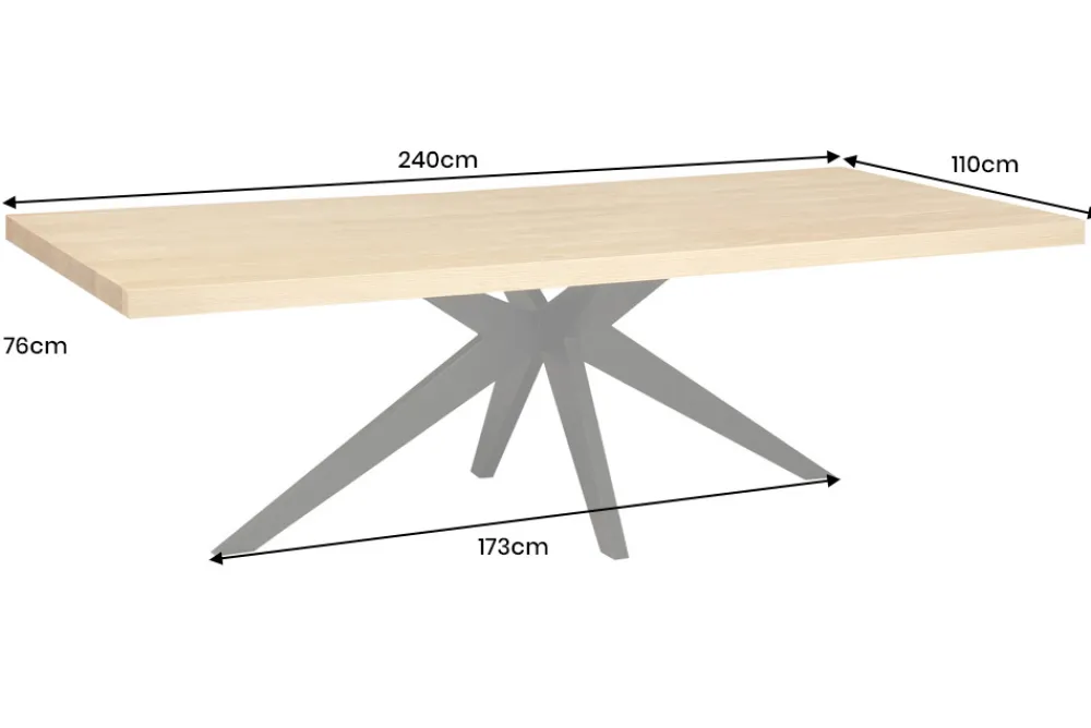 Riess-Ambiente Esstische > Imposanter Esstisch ZEUS 240cm natur Eichen-Design mit Sterngestell Metall