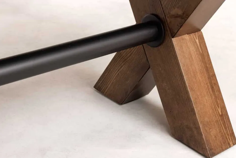 Riess-Ambiente Industrial Loft|Sitzbänke > Industrial Bank GOLIATH 180cm natur Pinienholz X-Gestell schwarz Metall