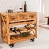Riess-Ambiente Industrial Loft|Weinregale > Industrial Barschrank BODEGA 86cm Mangoholz Servierwagen mit Weinregal