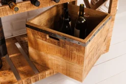 Riess-Ambiente Industrial Loft|Weinregale > Industrial Barschrank BODEGA 86cm Mangoholz Servierwagen mit Weinregal und Aufhängung