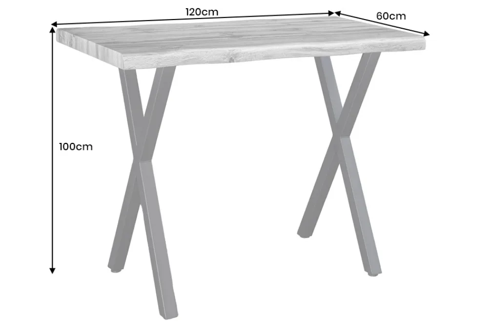 Riess-Ambiente Industrial Loft|Bartische > Industrial Bartisch WILD 120cm grau Wildeichen-Design schwarz Metall X-Gestell