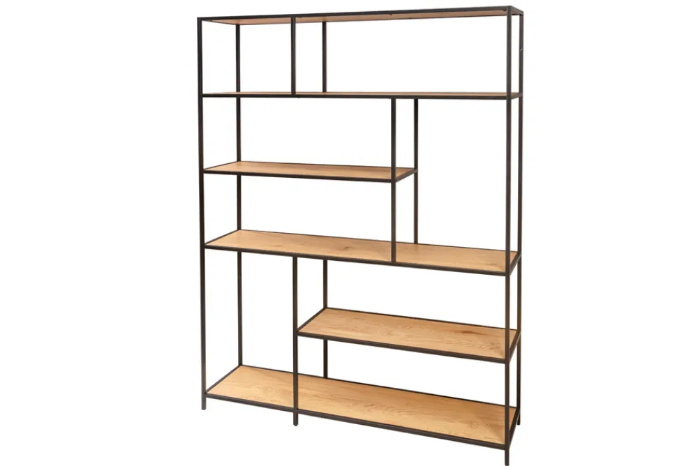 Riess-Ambiente Industrial Loft|Standregale > Industrial Bücherregal SLIM LINE 185x135cm Wildeiche schwarz sechs Regalböden