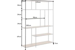 Riess-Ambiente Industrial Loft|Standregale > Industrial Bücherregal SLIM LINE 185x135cm Wildeiche schwarz sechs Regalböden