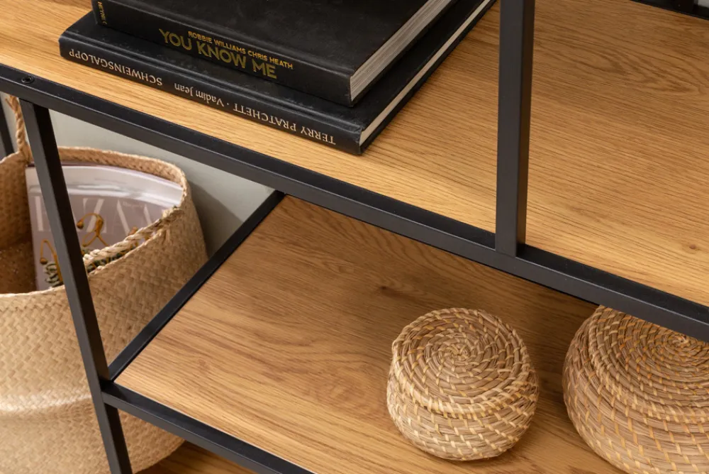 Riess-Ambiente Industrial Loft|Standregale > Industrial Bücherregal SLIM LINE 185x135cm Wildeiche schwarz sechs Regalböden