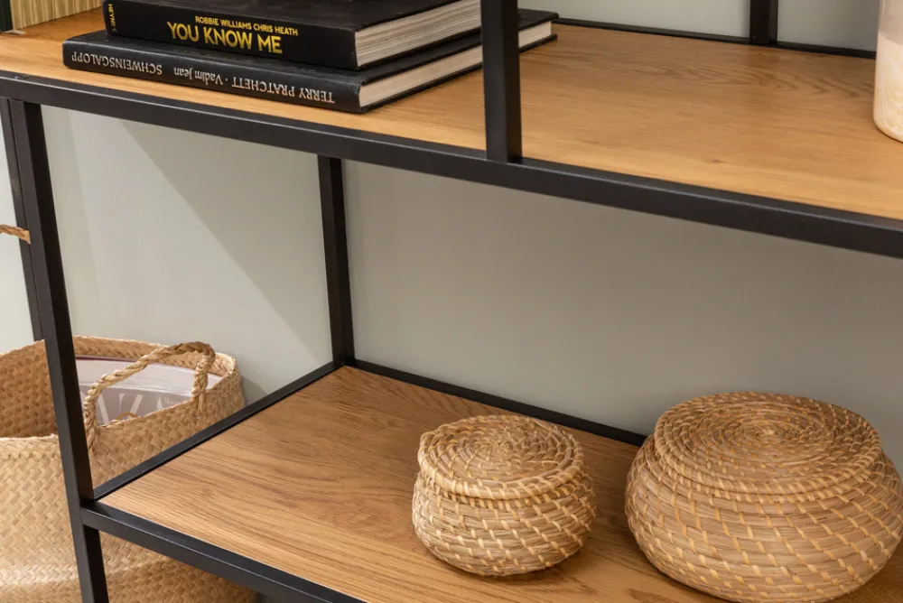 Riess-Ambiente Industrial Loft|Standregale > Industrial Bücherregal SLIM LINE 185x135cm Wildeiche schwarz sechs Regalböden