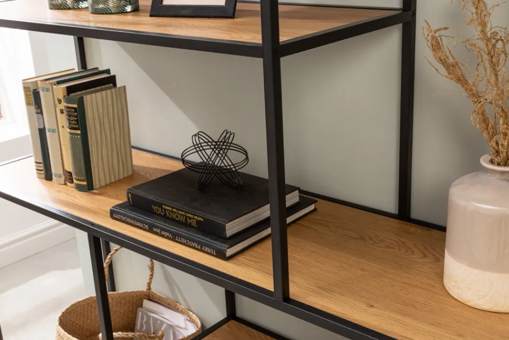 Riess-Ambiente Industrial Loft|Standregale > Industrial Bücherregal SLIM LINE 185x135cm Wildeiche schwarz sechs Regalböden