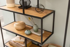 Riess-Ambiente Industrial Loft|Standregale > Industrial Bücherregal SLIM LINE 185x114cm Wildeiche schwarz sechs Regalböden