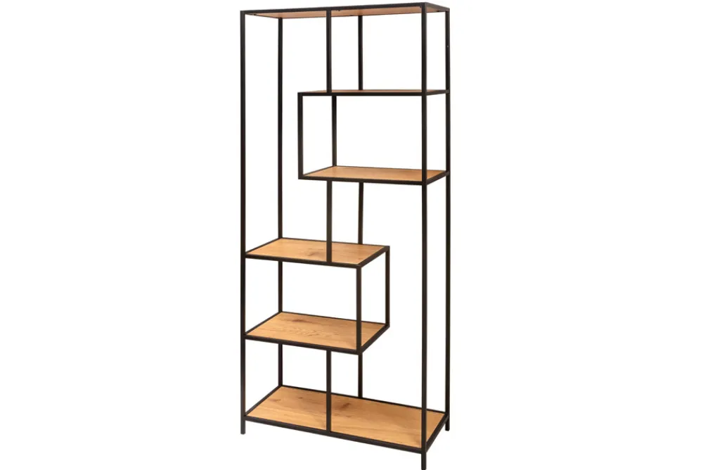 Riess-Ambiente Industrial Loft|Standregale > Industrial Bücherregal SLIM LINE 185cm Wildeiche schwarz sechs Regalböden
