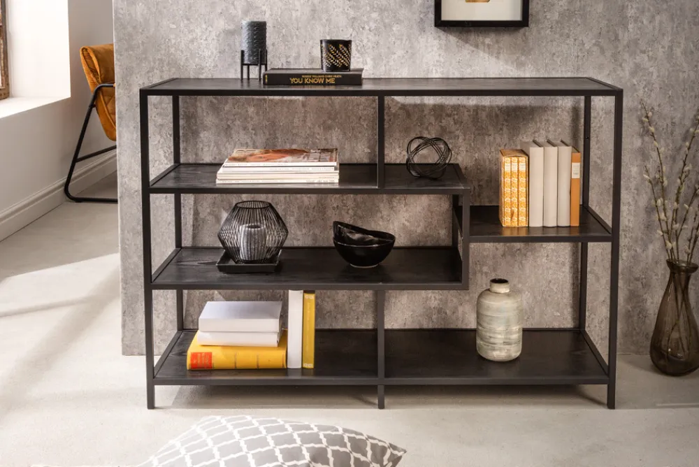 Riess-Ambiente Industrial Loft|Standregale > Industrial Bücherregal SLIM LINE 114cm Esche schwarz fünf Regalböden