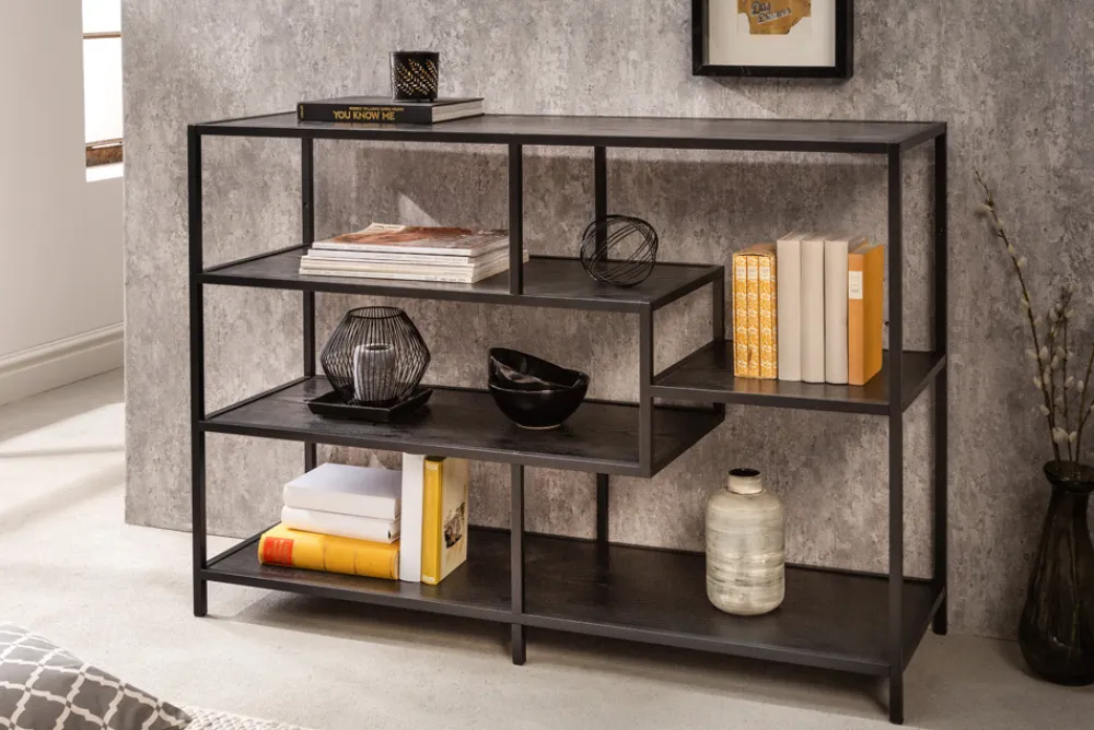 Riess-Ambiente Industrial Loft|Standregale > Industrial Bücherregal SLIM LINE 114cm Esche schwarz fünf Regalböden