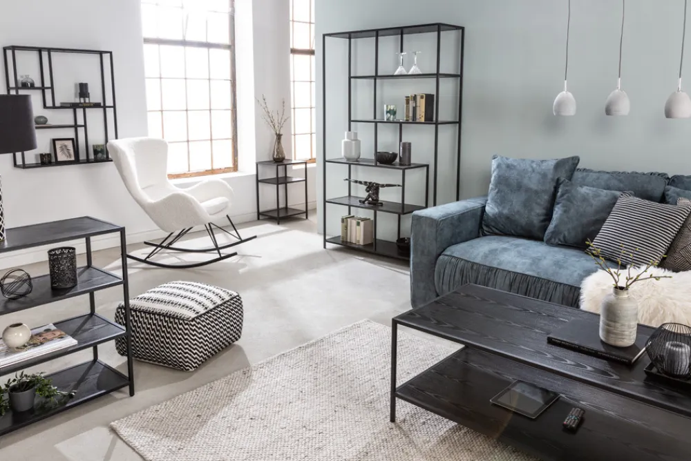 Riess-Ambiente Industrial Loft|Standregale > Industrial Bücherregal SLIM LINE 114cm Esche schwarz fünf Regalböden