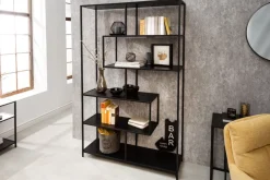 Riess-Ambiente Industrial Loft|Standregale > Industrial Bücherregal SLIM LINE 185x114cm Esche schwarz sechs Regalböden