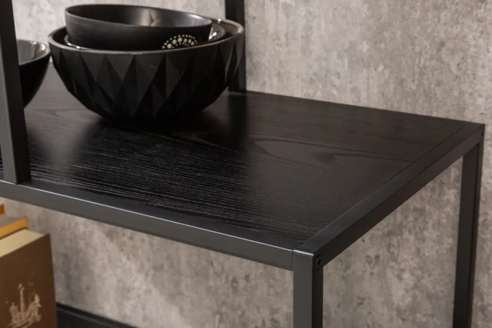Riess-Ambiente Industrial Loft|Standregale > Industrial Bücherregal SLIM LINE 185x114cm Esche schwarz sechs Regalböden