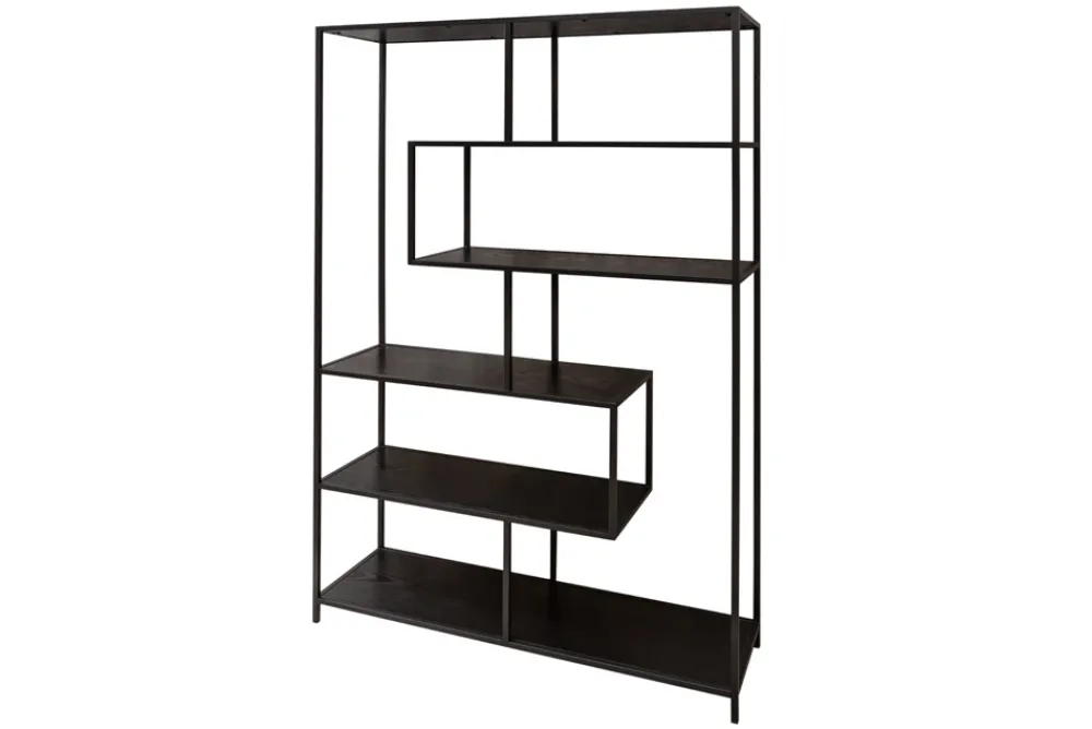 Riess-Ambiente Industrial Loft|Standregale > Industrial Bücherregal SLIM LINE 185x114cm Esche schwarz sechs Regalböden