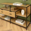 Riess-Ambiente Industrial Loft|Standregale > Industrial Bücherregal SLIM LINE 115cm Wildeiche schwarz Metall mit Schubladen