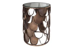 Riess-Ambiente Beistelltische|Industrial Loft > Industrial Beistelltisch ABSTRACT 55cm antik messing Metall Fischschuppen Design rund Glas
