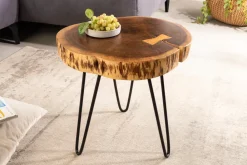 Riess-Ambiente Mehr...|Massivholztische > Industrial Beistelltisch GOA 40cm natur Akazie Massivholz Baumstamm rund Hairpin Legs