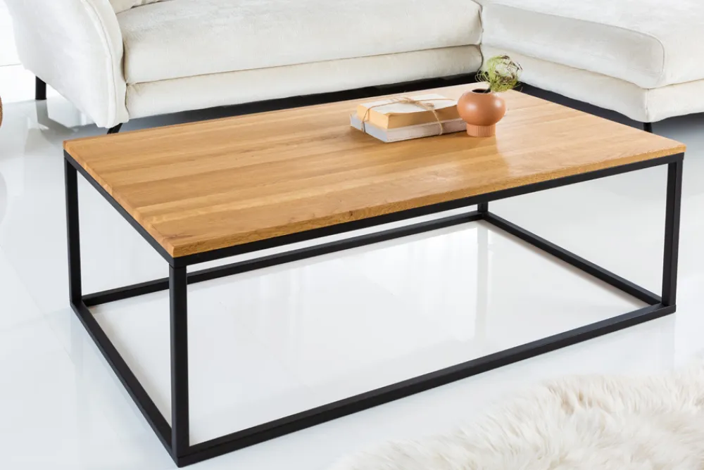 Riess-Ambiente Mehr...|Industrial Loft > Industrial Couchtisch ARCHITECTURE 100cm Wildeiche geölt schwarzes Metallgestell Massivholz