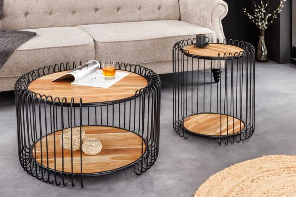 Riess-Ambiente Industrial Loft|Couchtische & Truhen > Industrial Couchtisch TRUE ELEMENTS 70cm natur Akazie Massivholz