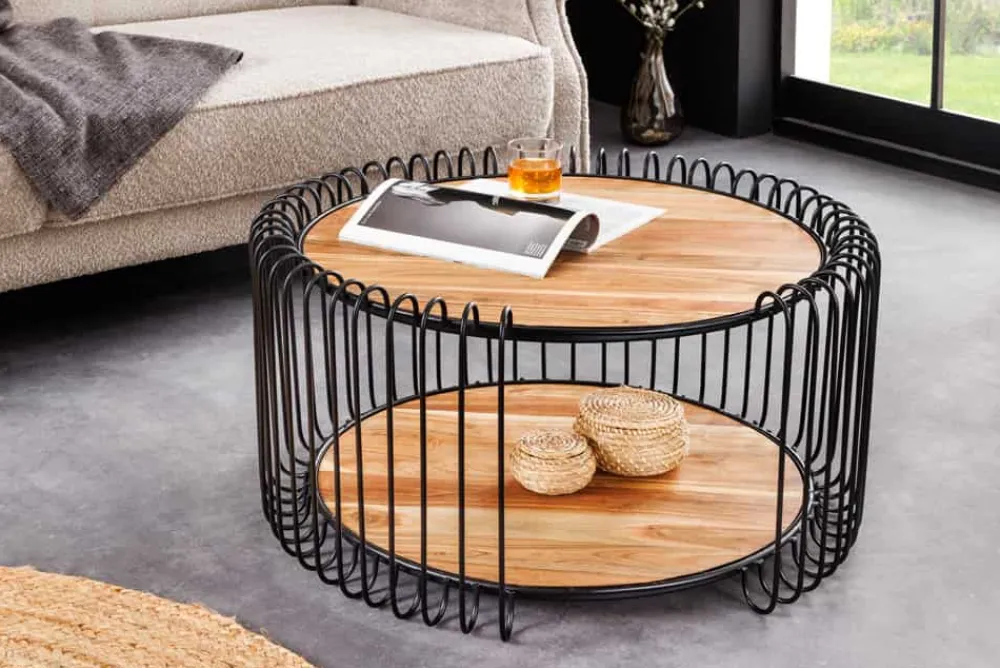 Riess-Ambiente Industrial Loft|Couchtische & Truhen > Industrial Couchtisch TRUE ELEMENTS 70cm natur Akazie Massivholz