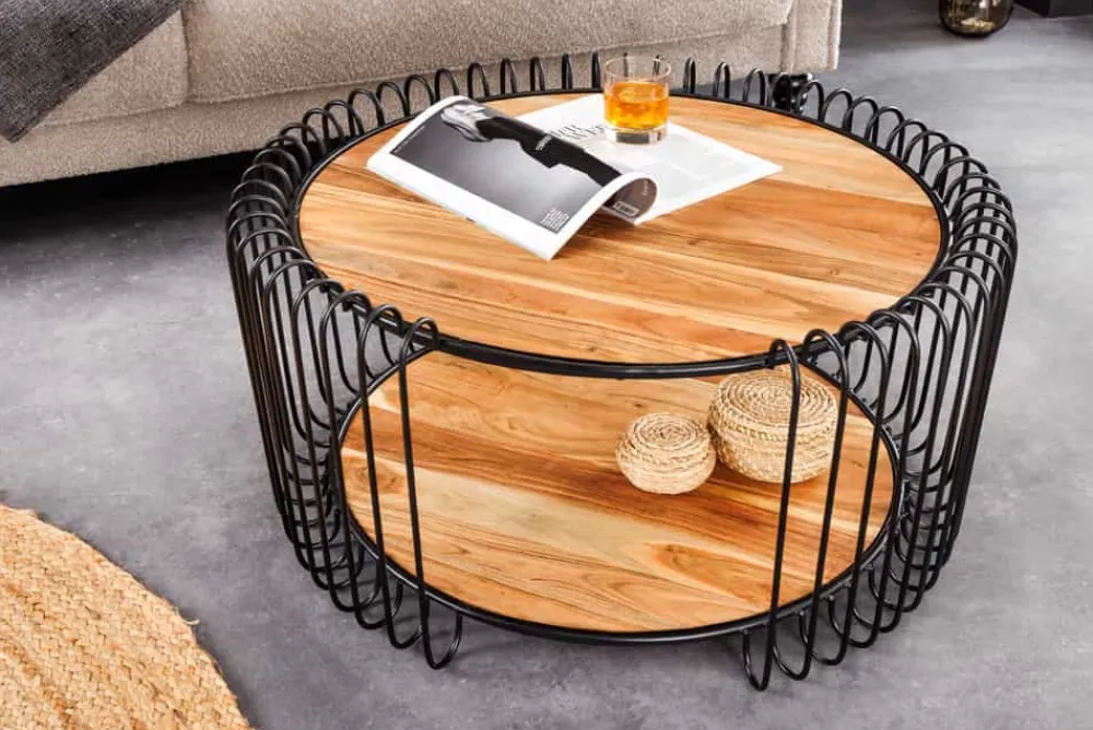 Riess-Ambiente Industrial Loft|Couchtische & Truhen > Industrial Couchtisch TRUE ELEMENTS 70cm natur Akazie Massivholz