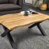 Riess-Ambiente Industrial Loft|Couchtische & Truhen > Industrial Couchtisch WILD 90cm braun Wildeichen-Optik schwarz Metall Baumkante