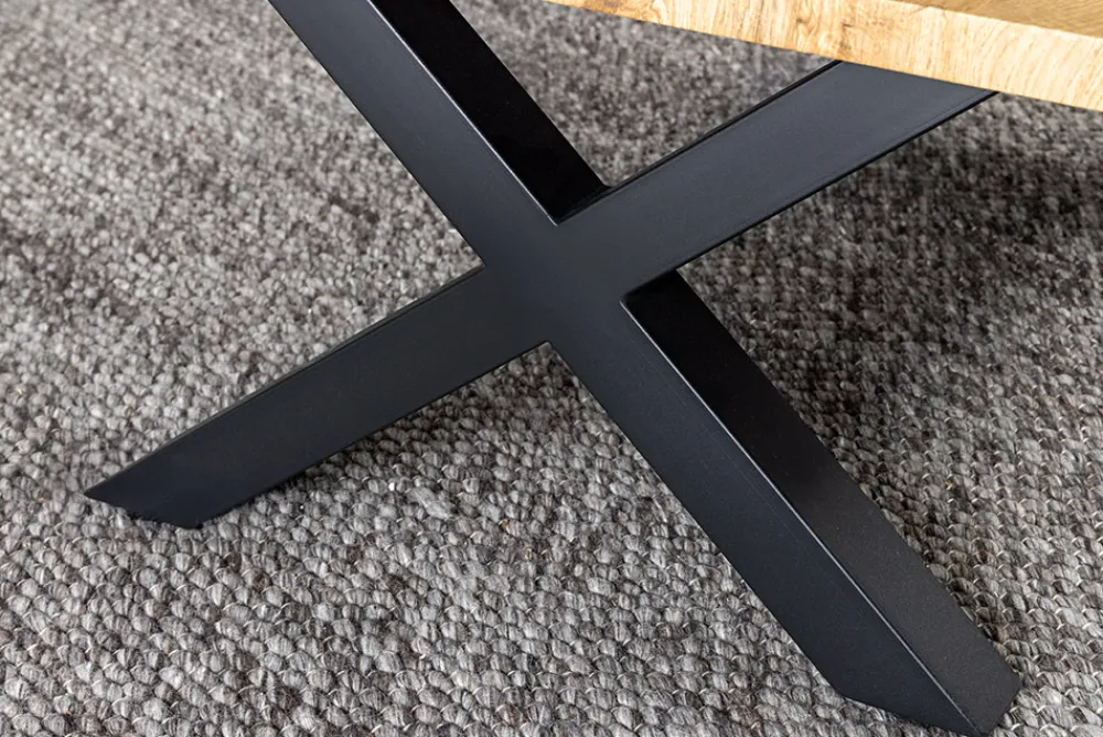 Riess-Ambiente Industrial Loft|Couchtische & Truhen > Industrial Couchtisch WILD 90cm braun Wildeichen-Optik schwarz Metall Baumkante