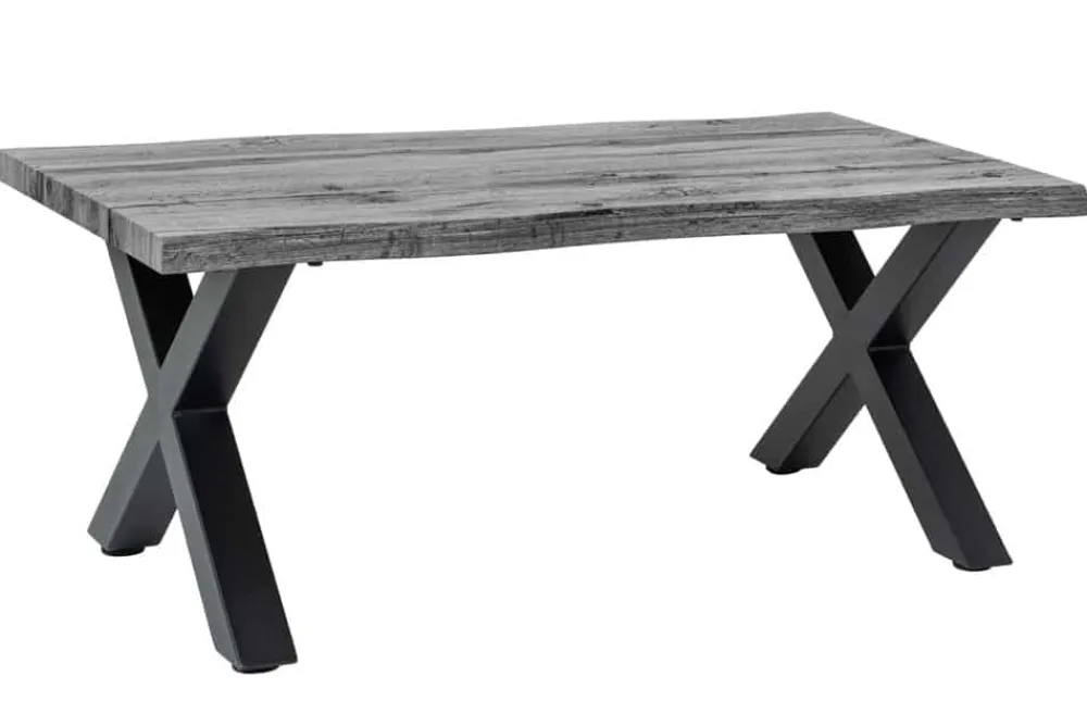 Riess-Ambiente Industrial Loft|Couchtische & Truhen > Industrial Couchtisch WILD 90cm grau Wildeichen-Design schwarz Metall Baumkante